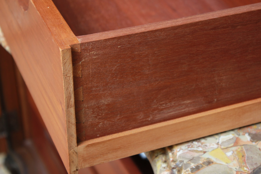 Vintage Queen Anne Style Marble Top Side Cabinet