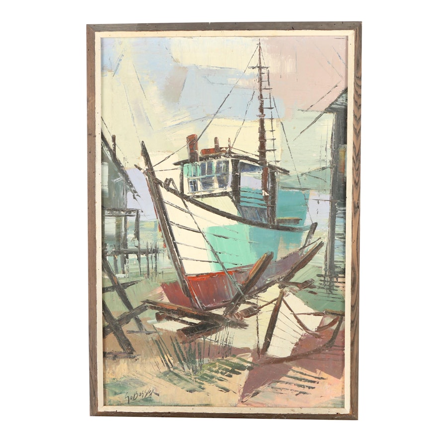 Stanley Sobossek Oil Painting of a Boat