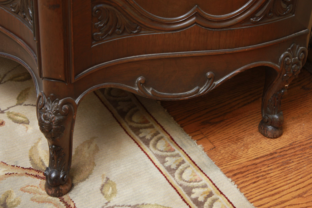Vintage Queen Anne Style Marble Top Side Cabinet