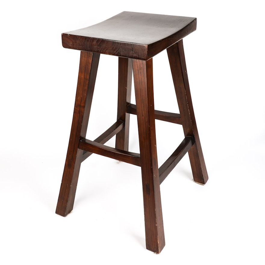 Wooden Saddle Seat Bar Stool