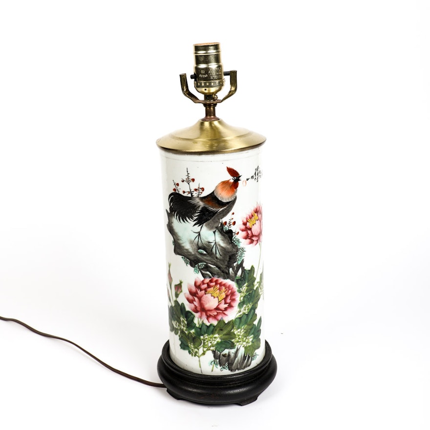 Vintage Hand Painted Chinese Table Lamp