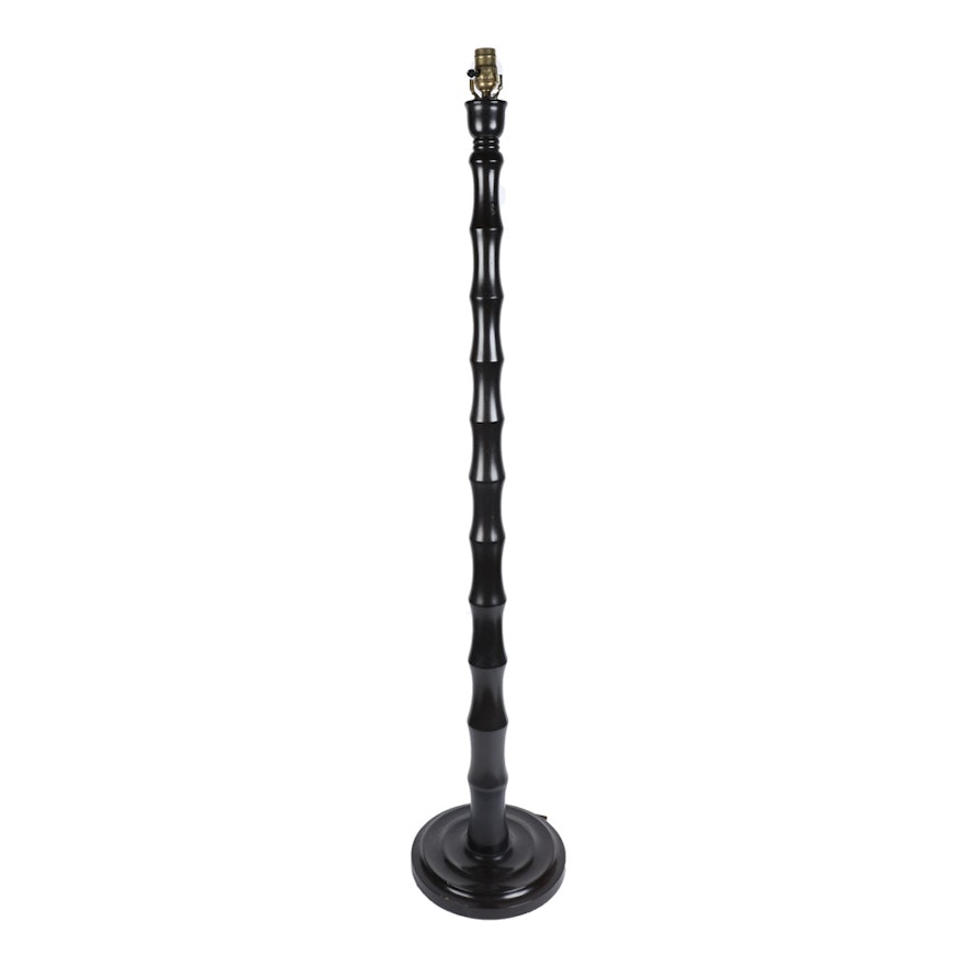 Lacquered Wood Bamboo Inspired Floor Lamp