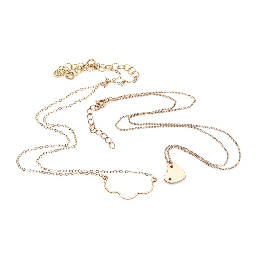 Gold Tone Necklaces Featuring Heart Pendant