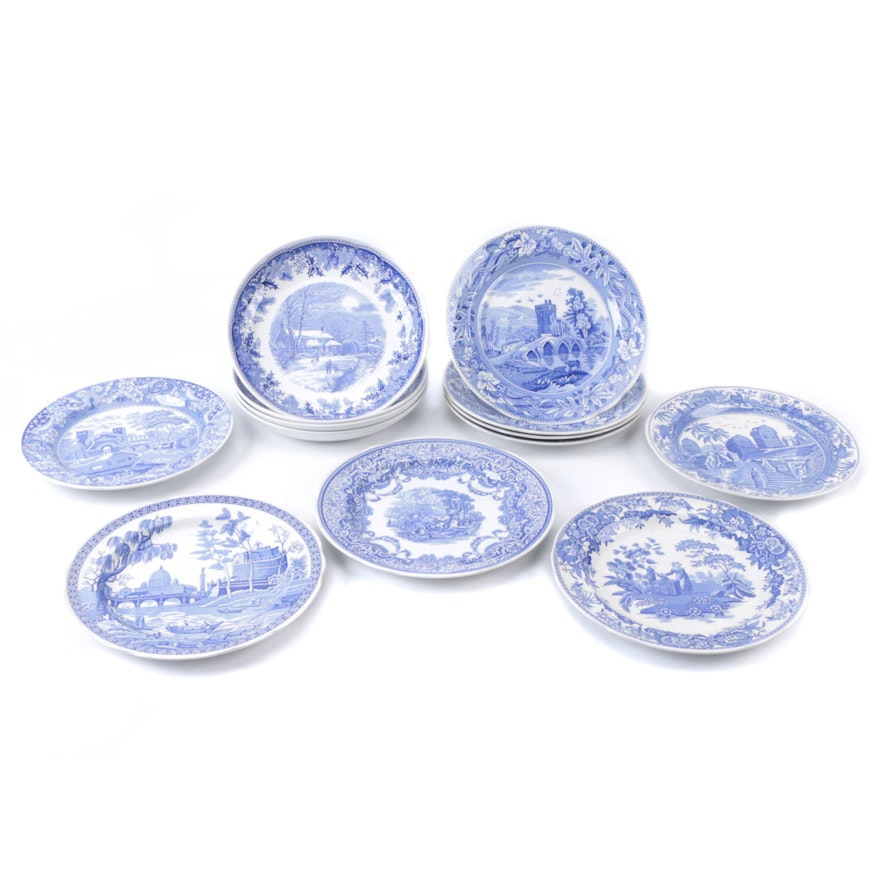 Spode Blue Transfer-Printed Ceramic Plates