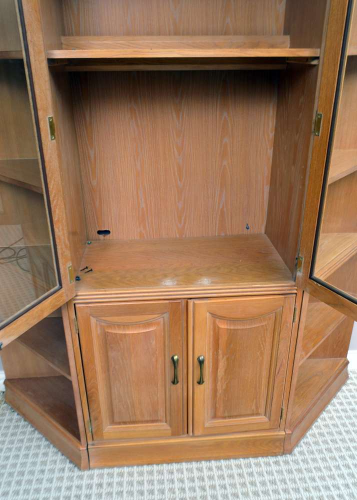 Oak Three Piece Display Cabinet