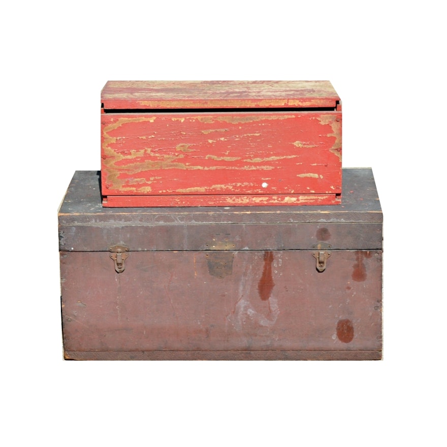 Vintage Wooden Boxes With Painted Finishes