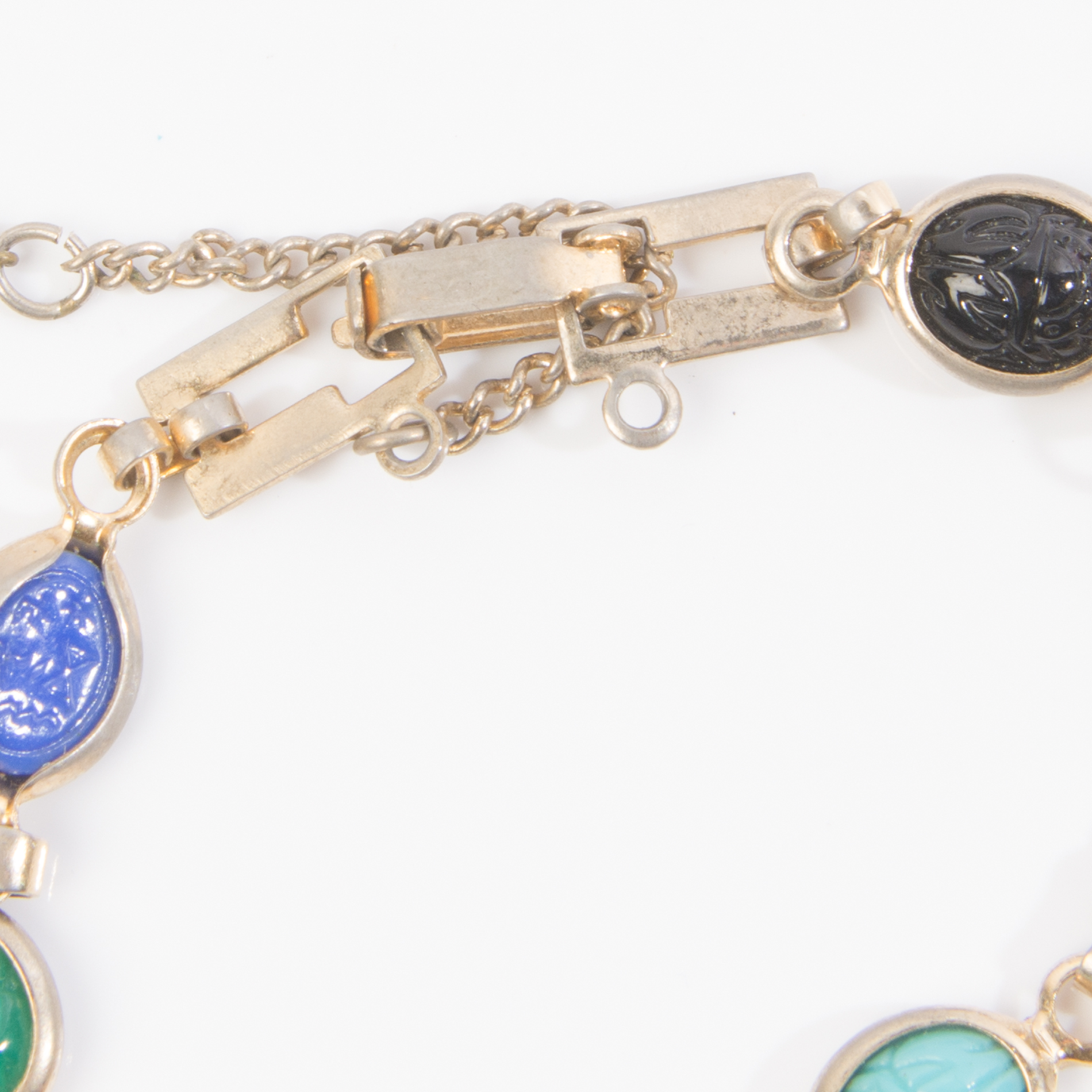 Vintage Goldtone Scarab Bracelet With Clip Earrings