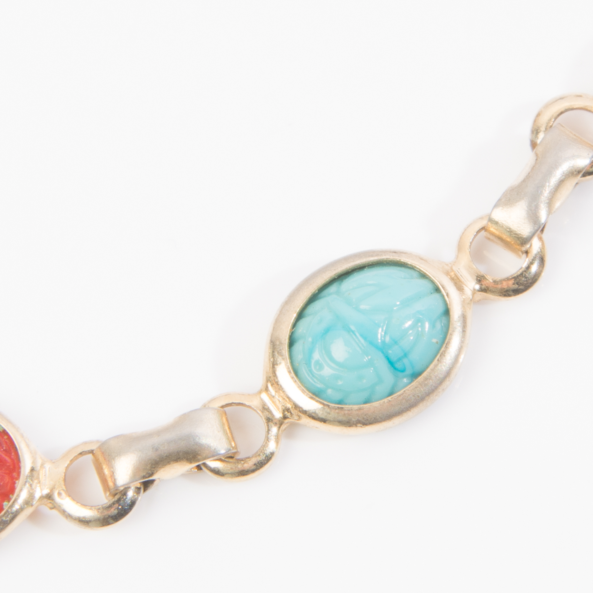 Vintage Goldtone Scarab Bracelet With Clip Earrings