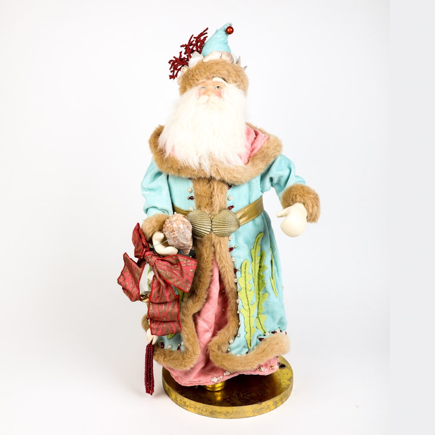 Vintage Beach Themed Porcelain Santa Claus Figure