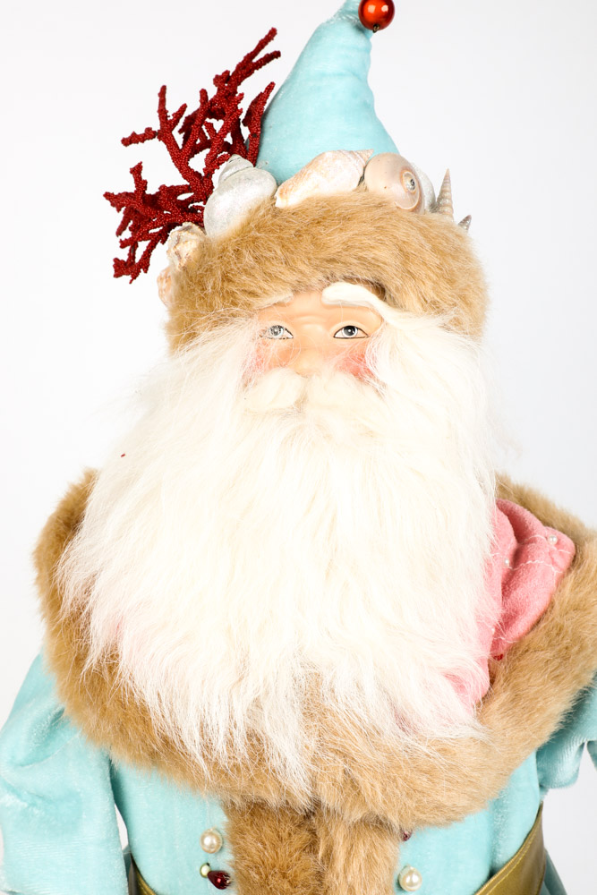 Vintage Beach Themed Porcelain Santa Claus Figure