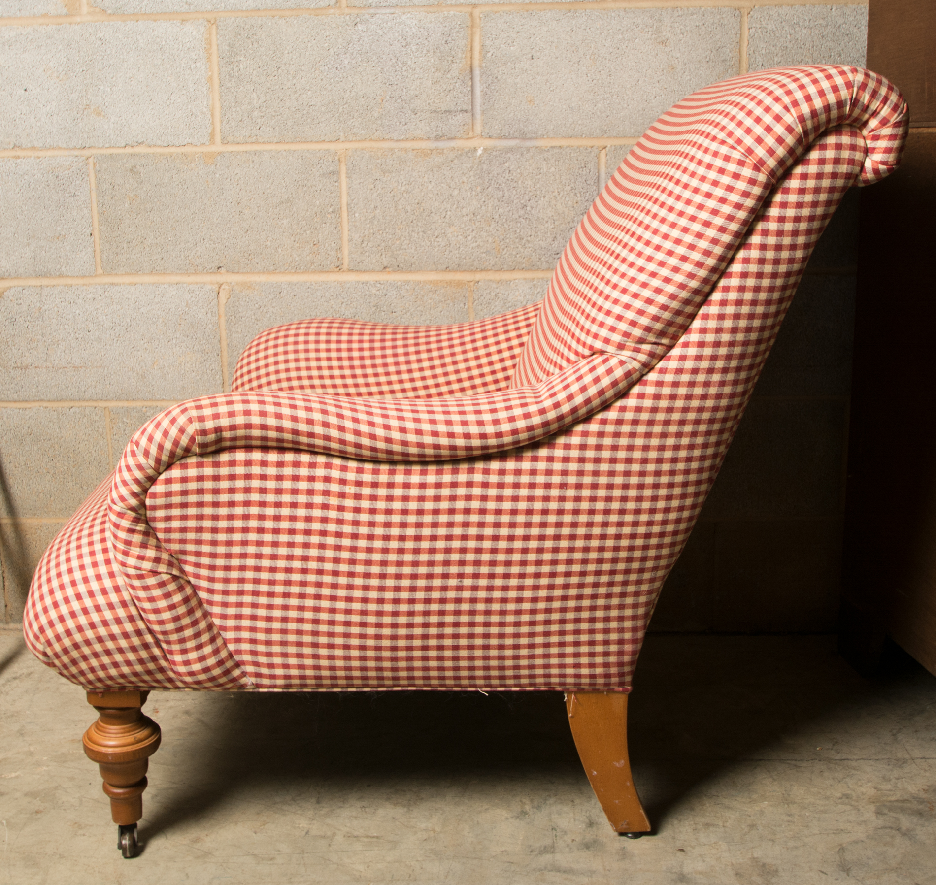 Upholstered Gingham Armchair
