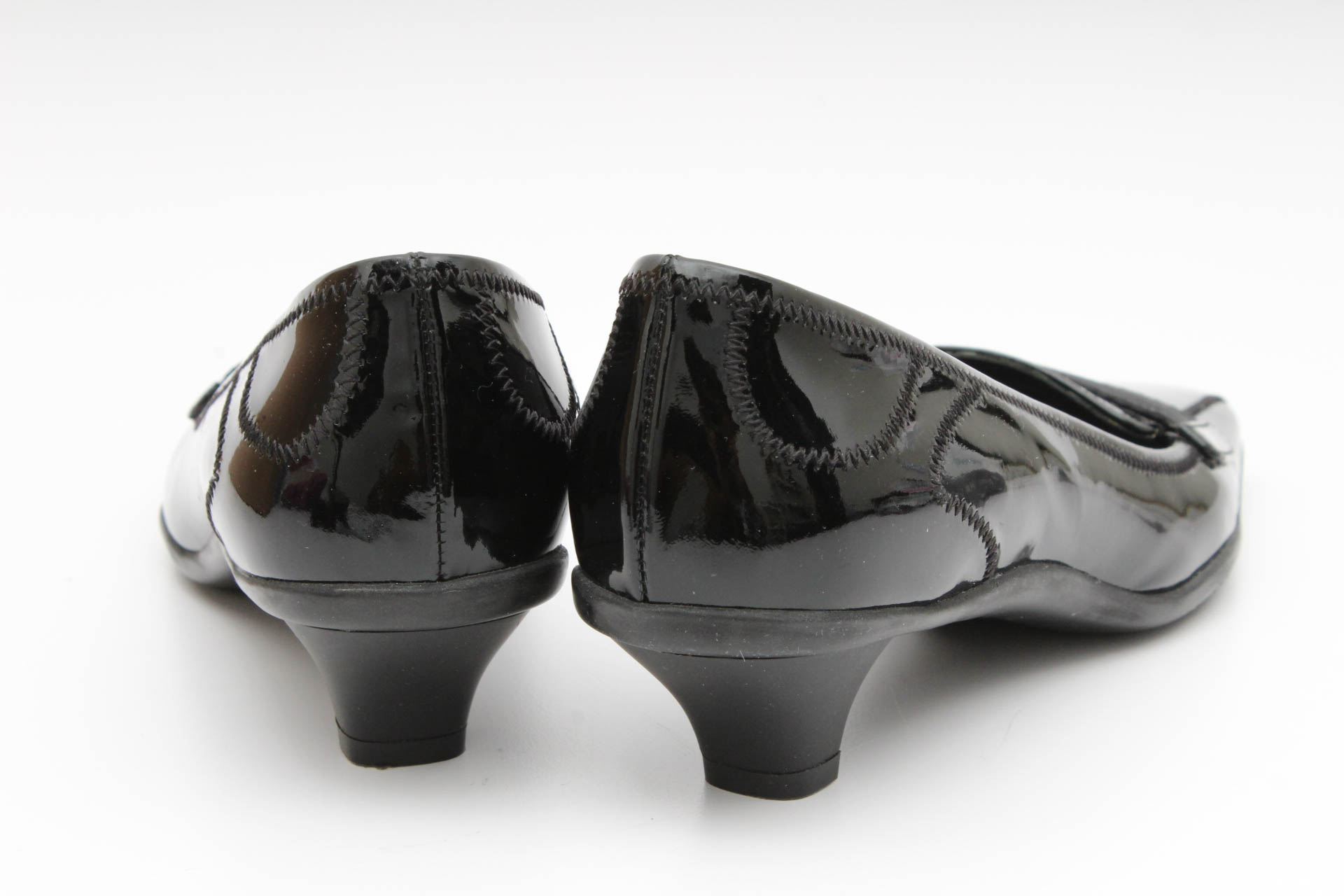 Prada Black Patent Leather Kitten Heel Loafers