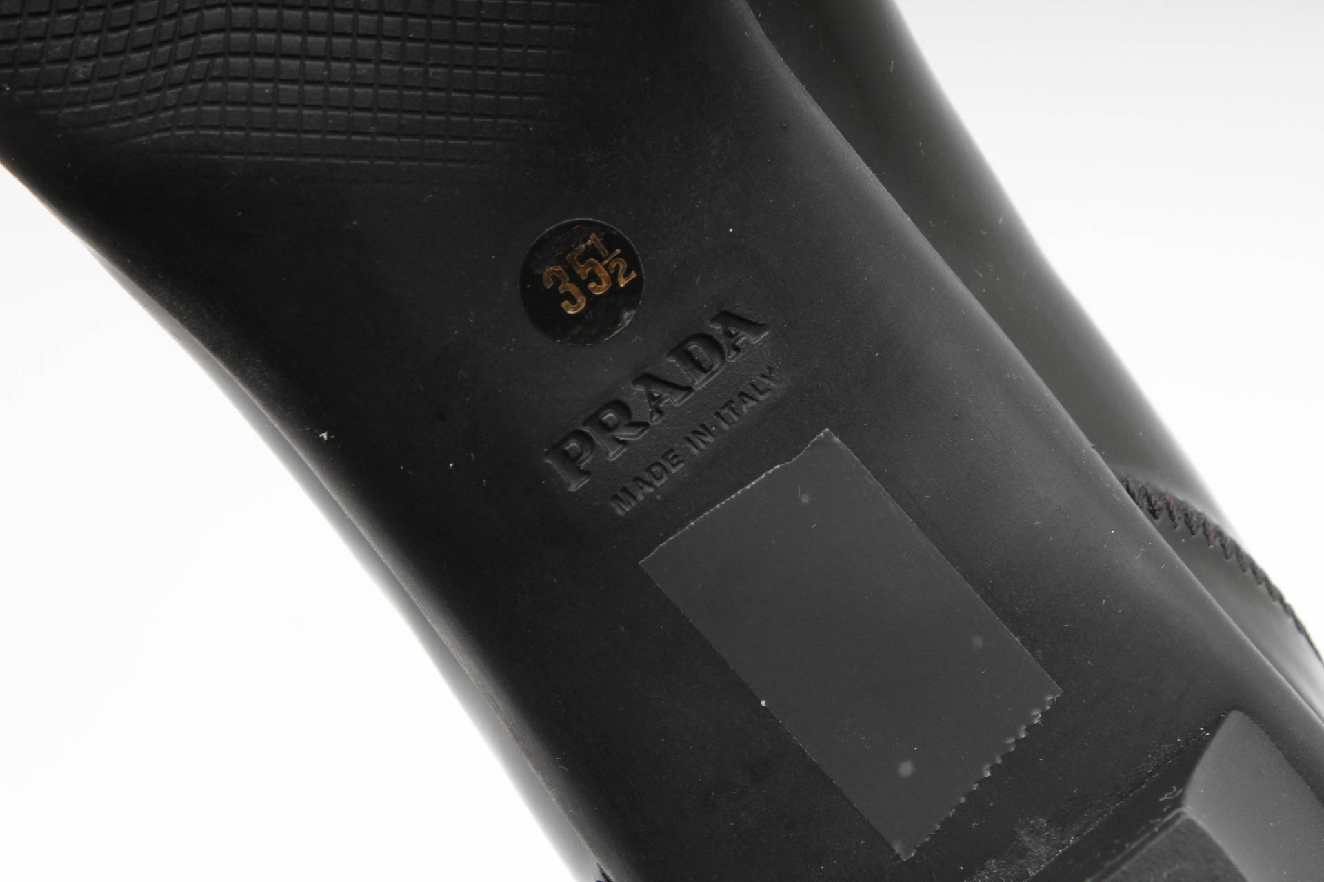 Prada Black Patent Leather Kitten Heel Loafers