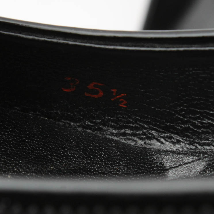 Prada Black Patent Leather Kitten Heel Loafers