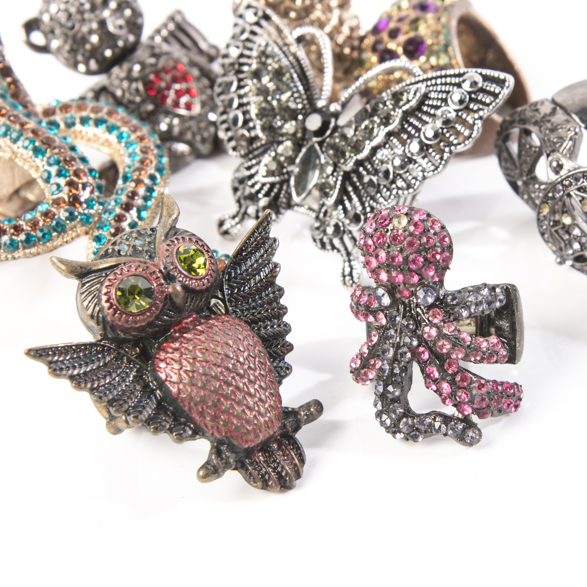 Rhinestone Costume Statement Rings