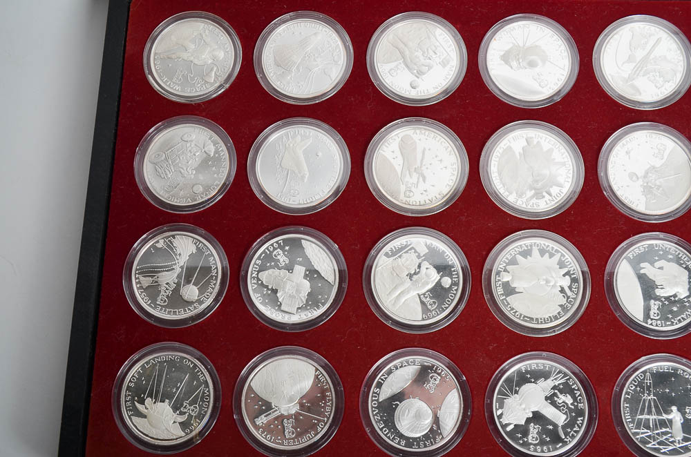 The Milestones of Space Exploration Coin Book and Coins
