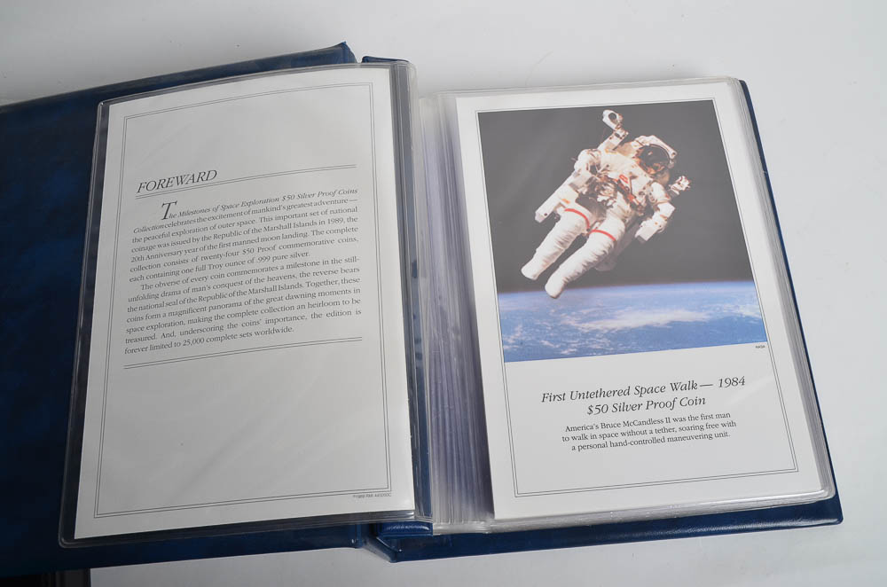 The Milestones of Space Exploration Coin Book and Coins