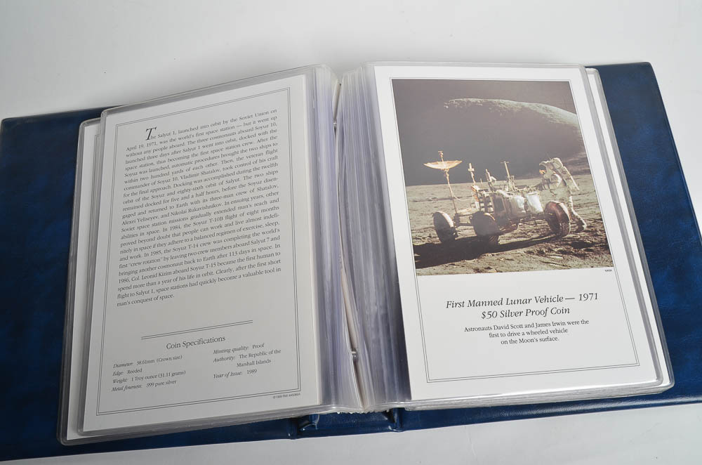 The Milestones of Space Exploration Coin Book and Coins