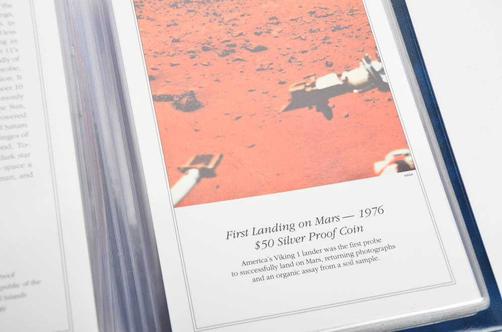 The Milestones of Space Exploration Coin Book and Coins