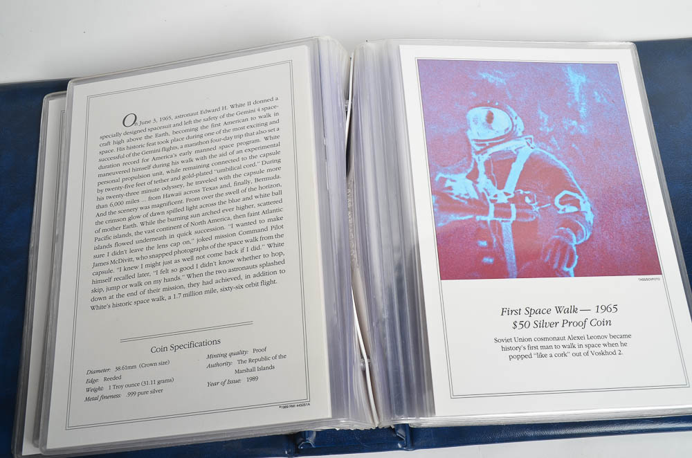 The Milestones of Space Exploration Coin Book and Coins