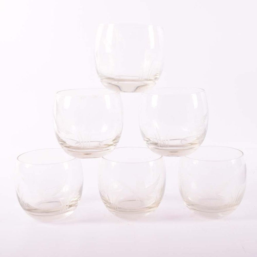 Mid Century Modern Style Goose Etched Glassware