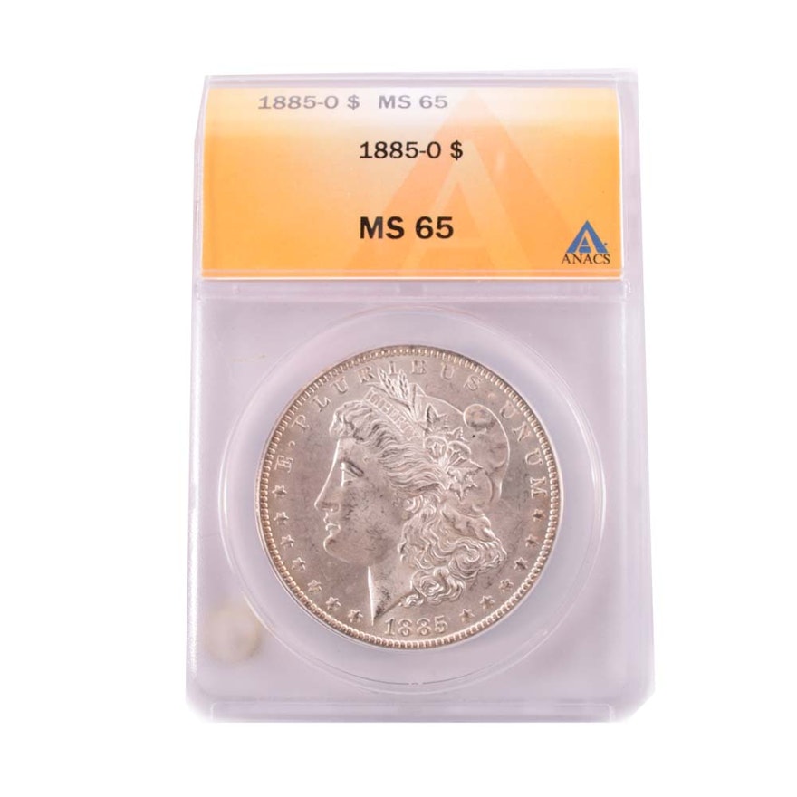 ANACS Graded MS 65 1885-O Morgan Silver Dollar