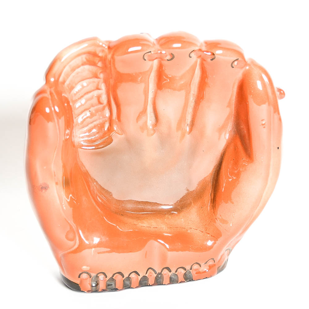 Limited Edition Mid-Century Pottery Baseball Mitt Ash Receiver