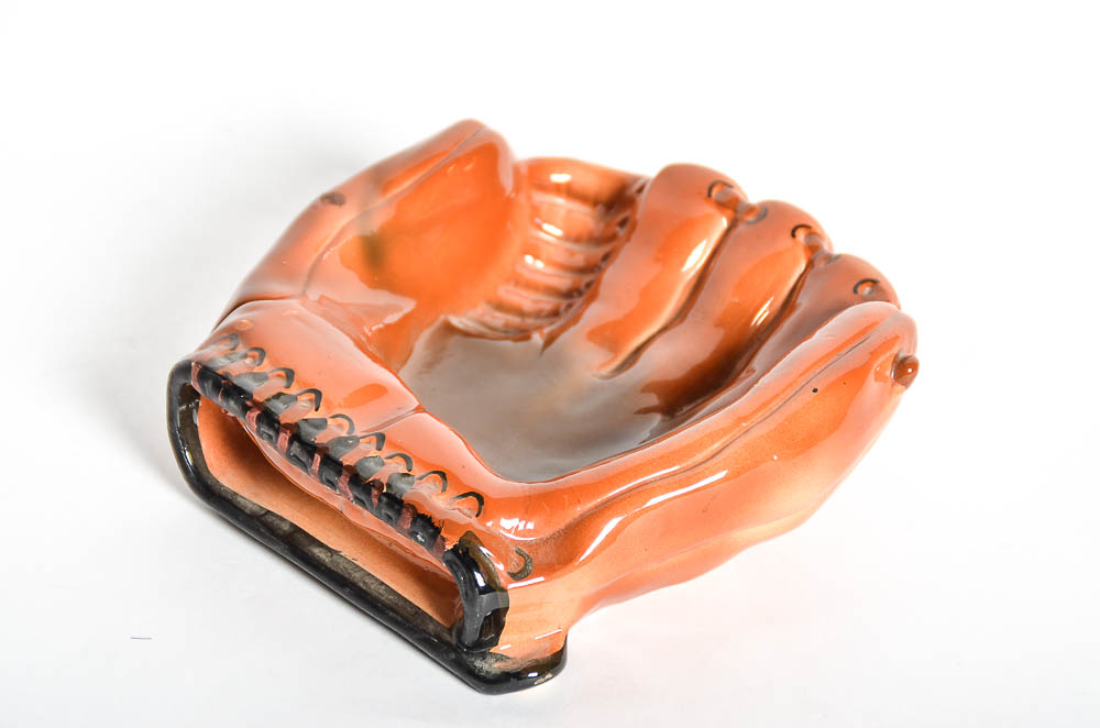 Limited Edition Mid-Century Pottery Baseball Mitt Ash Receiver
