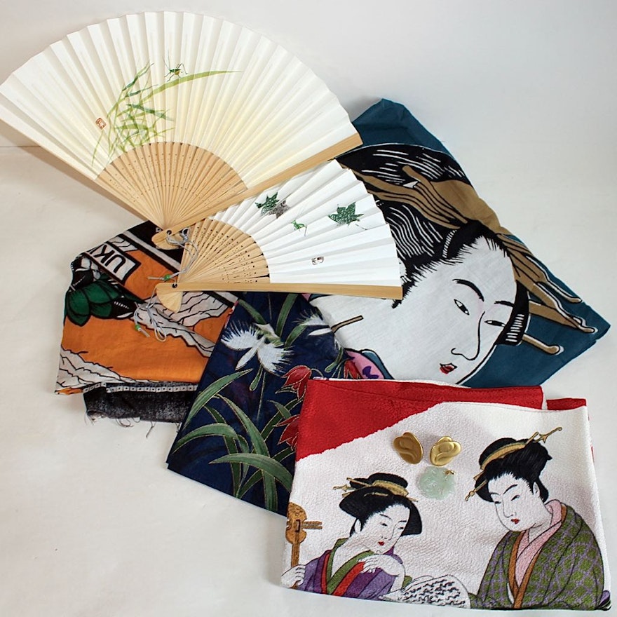 Japanese Fashion Scarves, Jewelry, and Paper Fans