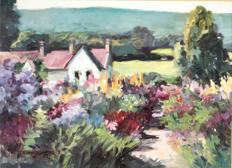 Framed Print after Dawna Barton "Flower Path"