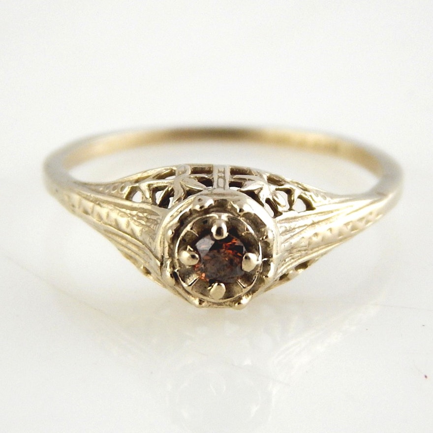 14K Yellow Gold Irradiated Brown Diamond Ring