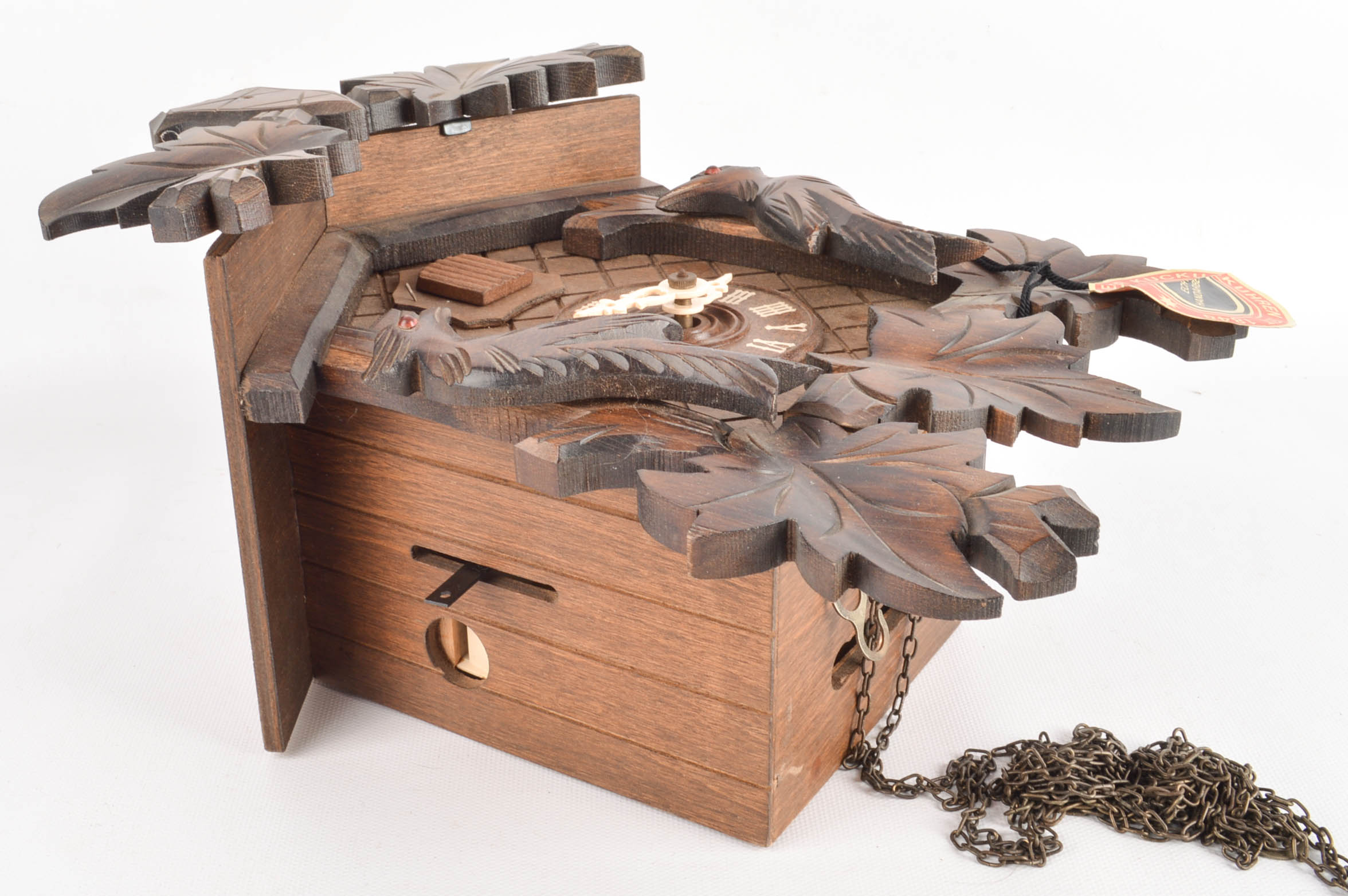 Vintage Schneider Black Forest Carved Wooden Cuckoo Clock