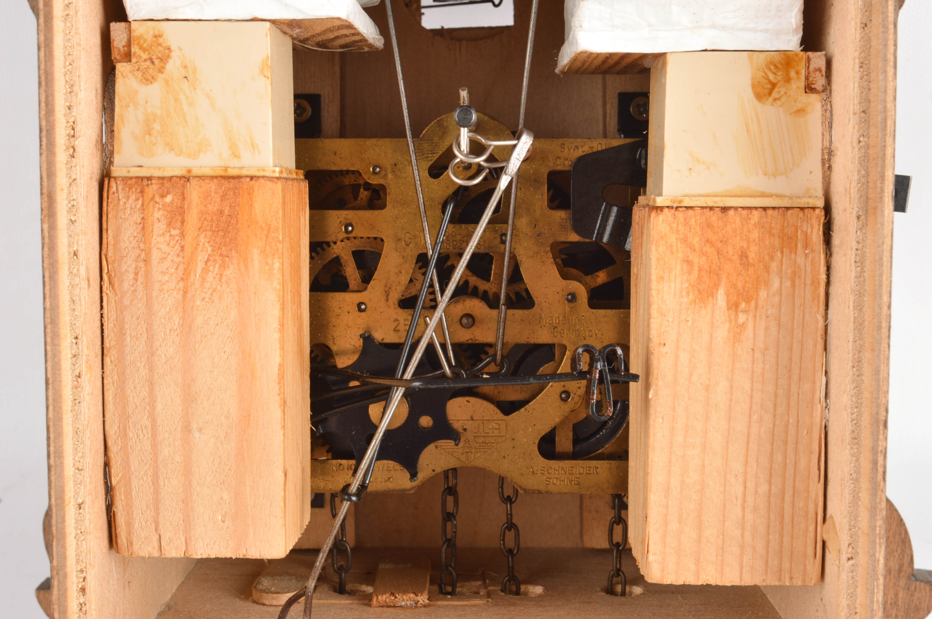 Vintage Schneider Black Forest Carved Wooden Cuckoo Clock