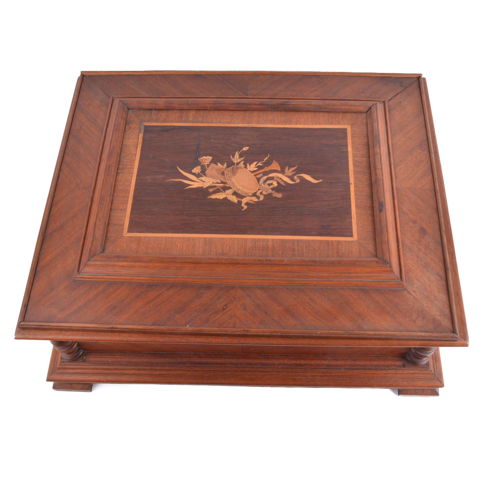 Inlaid Marquetry Box For Polyphon Music Box
