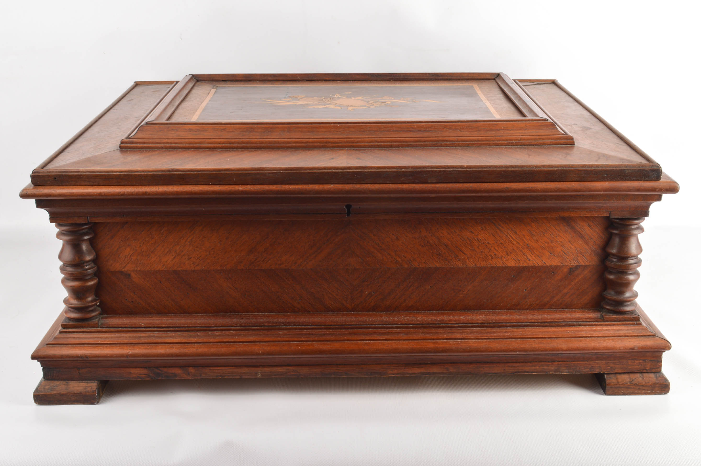 Inlaid Marquetry Box For Polyphon Music Box