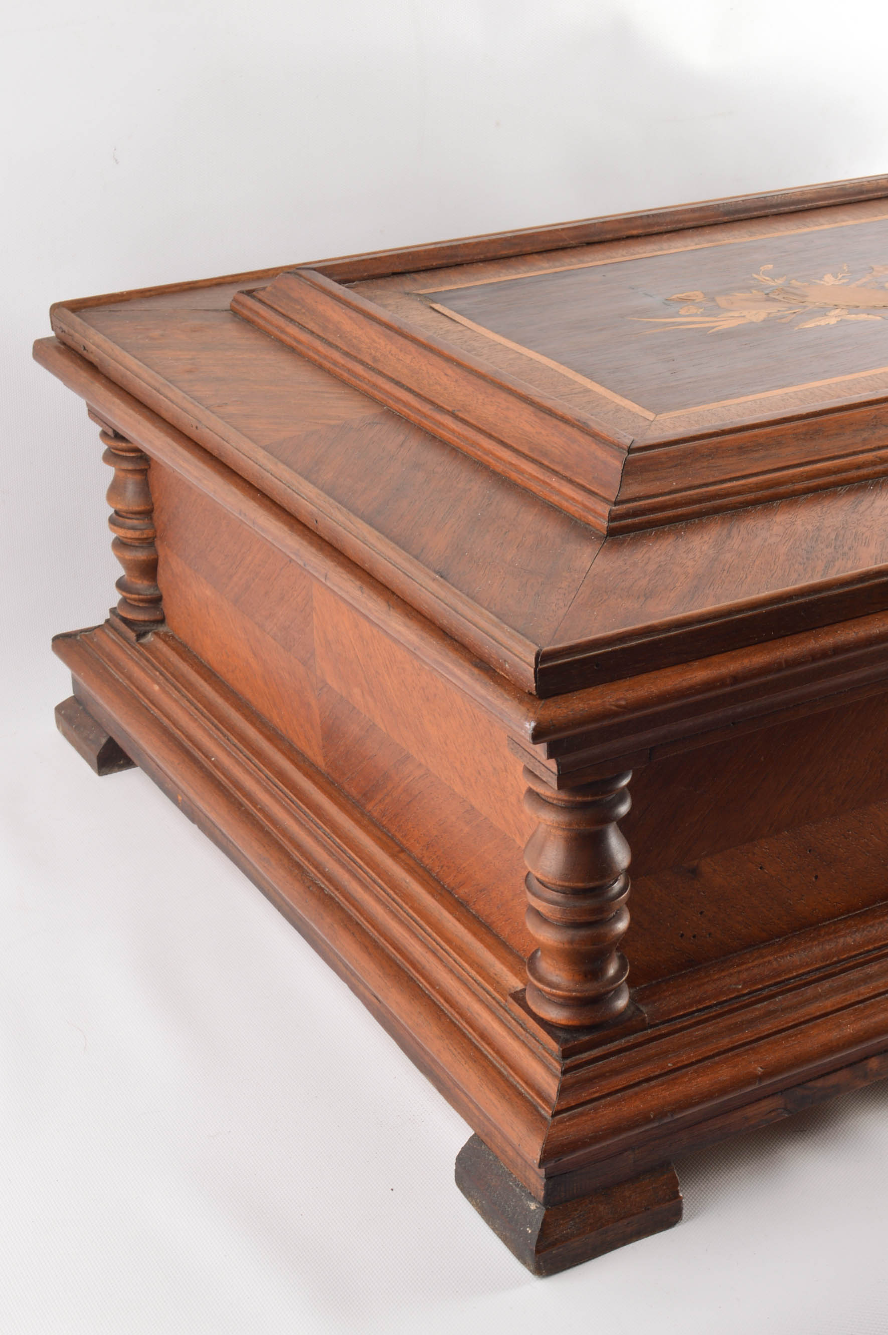 Inlaid Marquetry Box For Polyphon Music Box