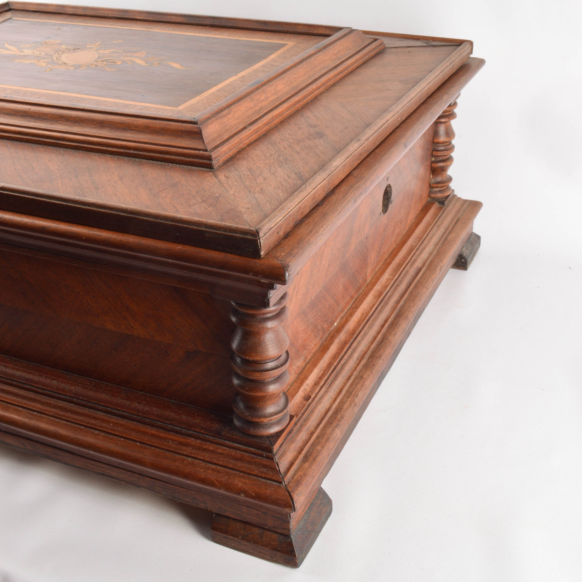 Inlaid Marquetry Box For Polyphon Music Box