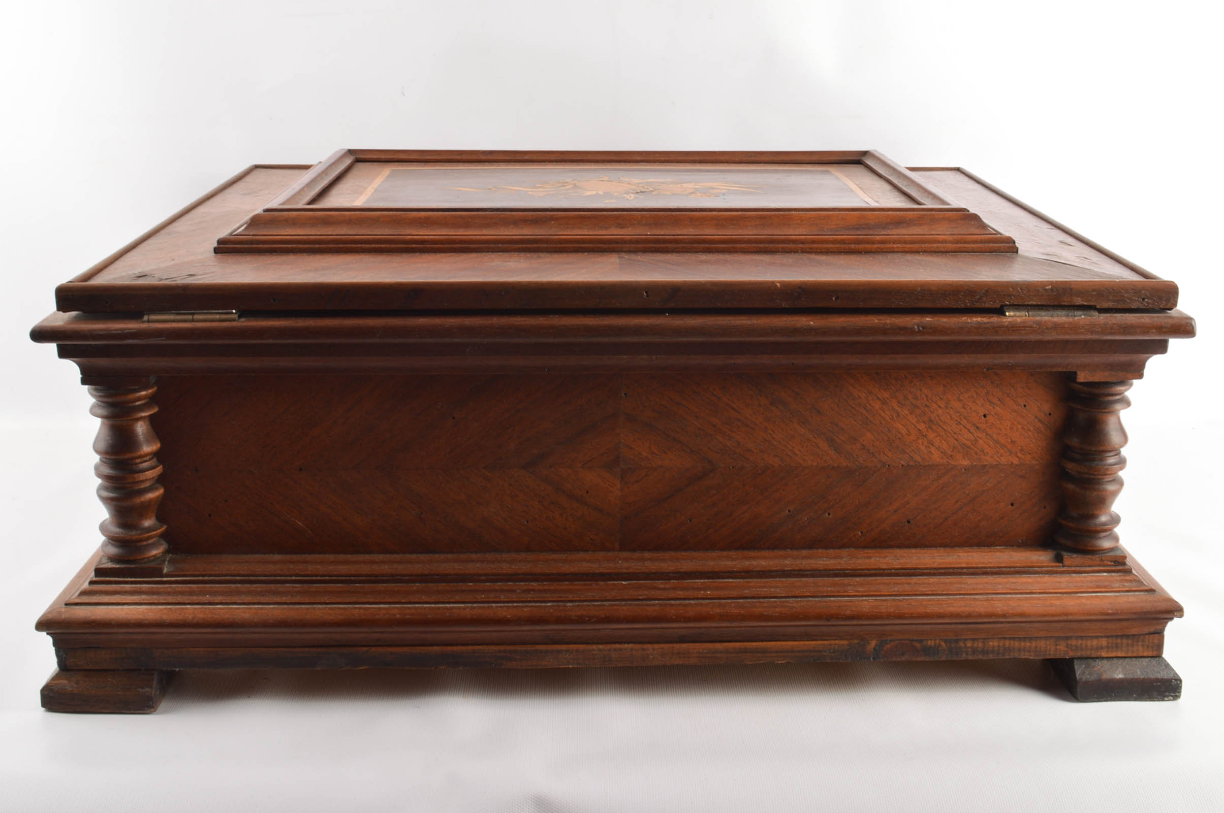 Inlaid Marquetry Box For Polyphon Music Box