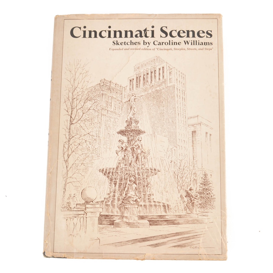 Signed "Cincinnati Scenes" By Caroline Williams With Bookstand