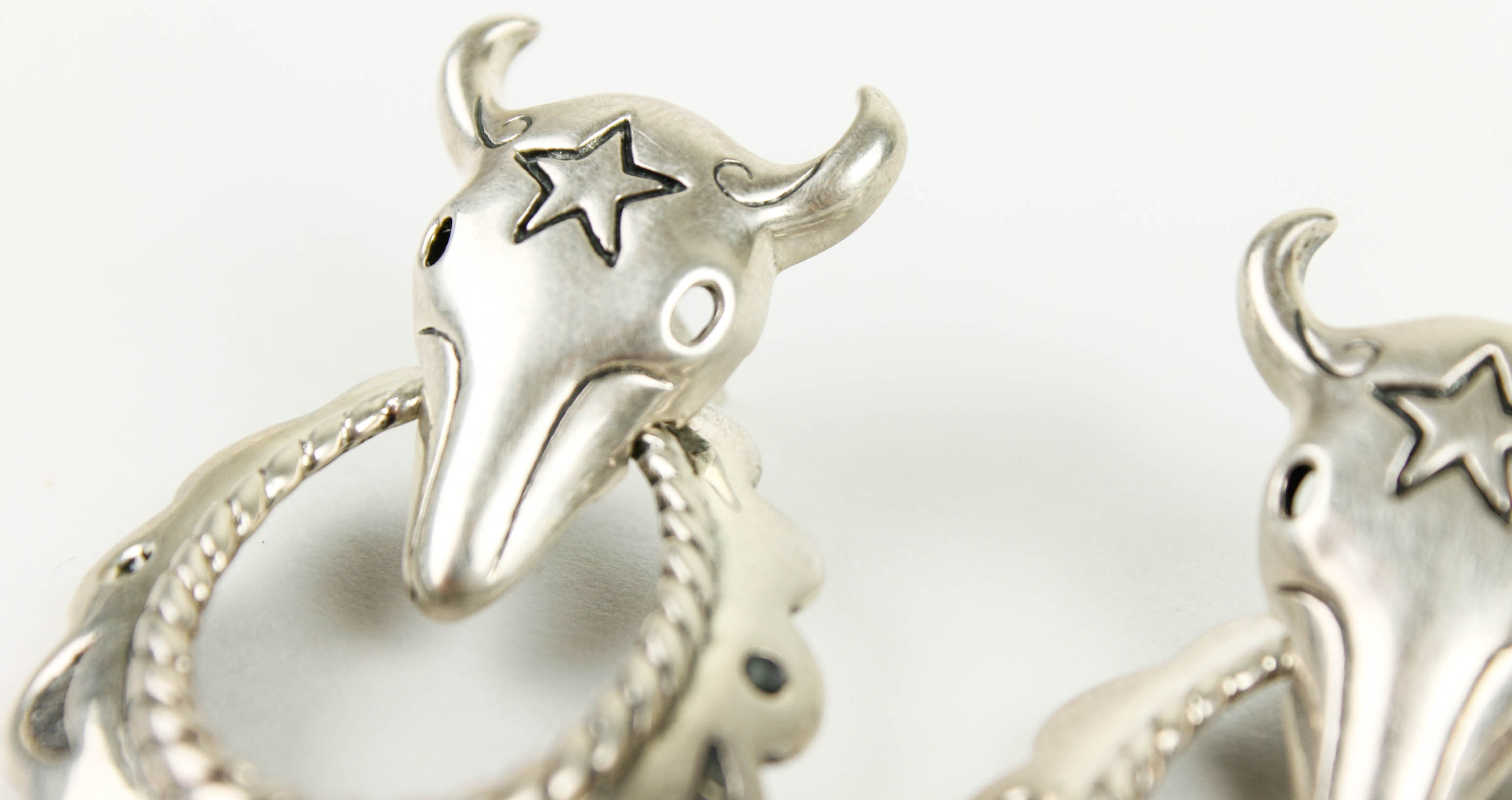 Artisan Sterling Silver Skull Earrings