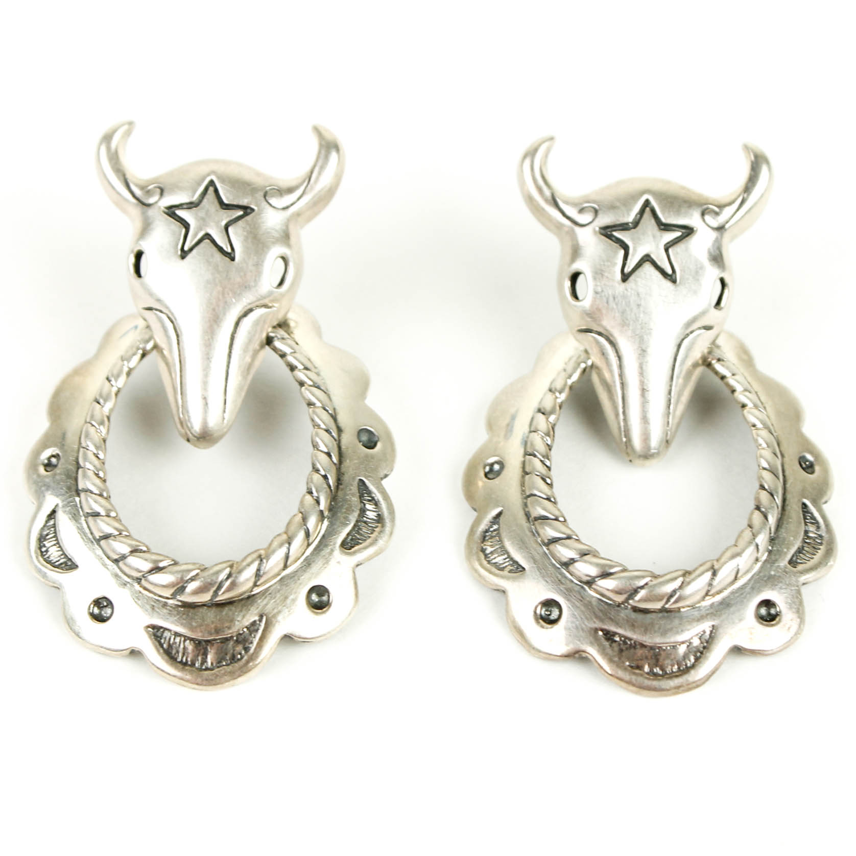 Artisan Sterling Silver Skull Earrings