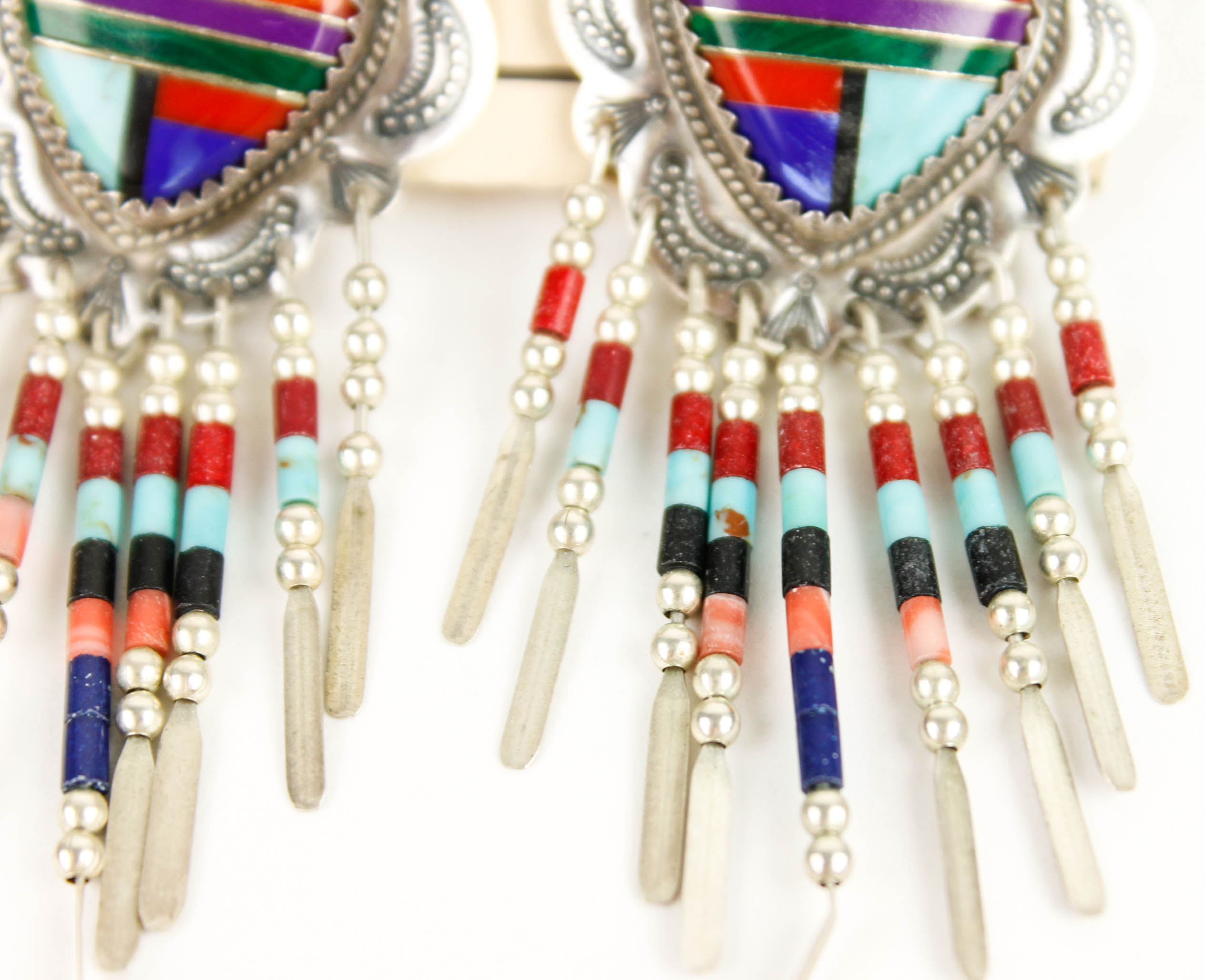 Quoc Turquoise Inc. Sterling and Stone Inlay Earrings