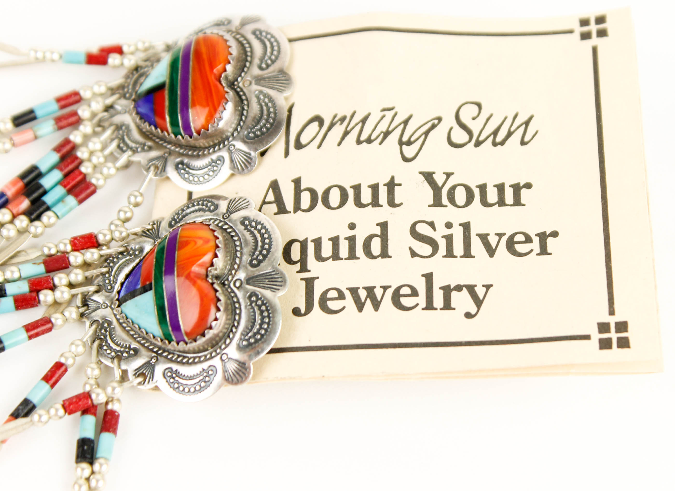 Quoc Turquoise Inc. Sterling and Stone Inlay Earrings