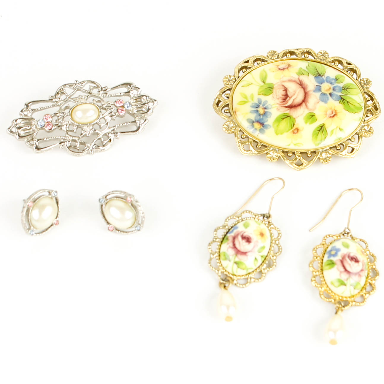 Collection of Costume Pins and Earrings