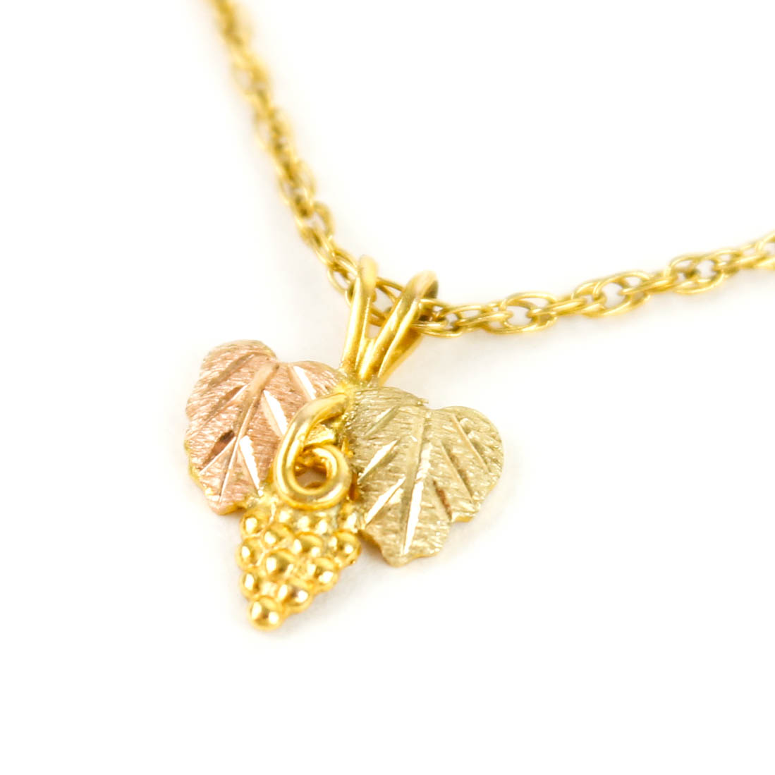 10K Black Hills Gold Leaf Pendant with a Gold Filled Chain