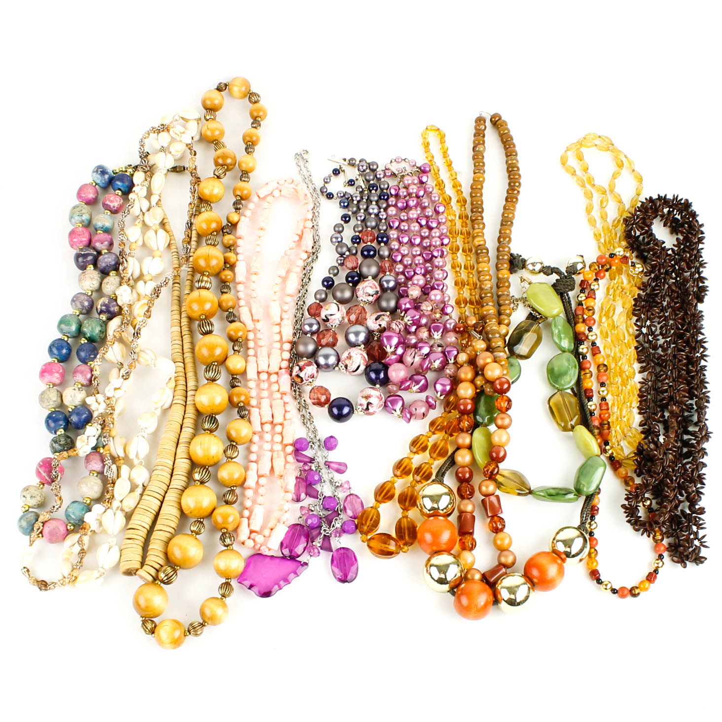 Collection of Colorful Costume Beaded Necklaces