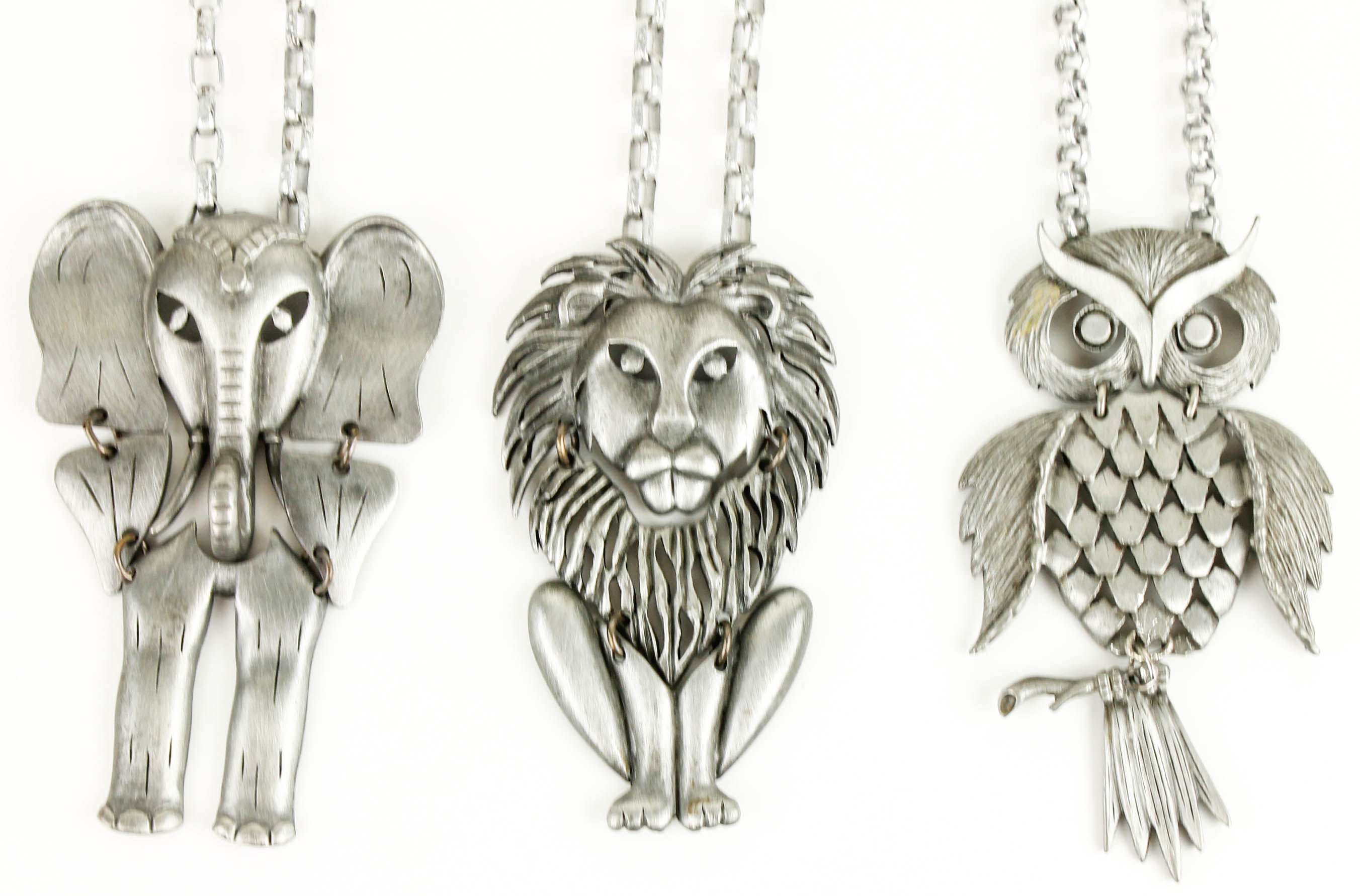 Variety of Silver Tone Necklaces with Animal Pendants