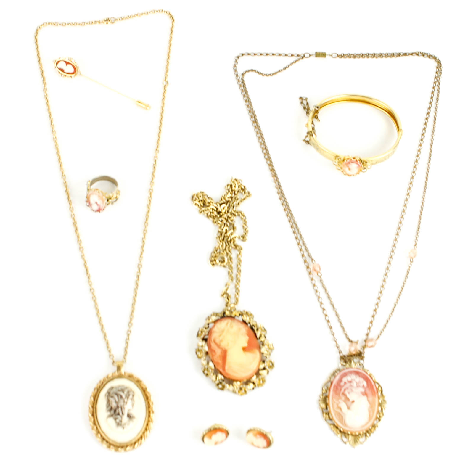 Collection of Cameo Costume Jewelry