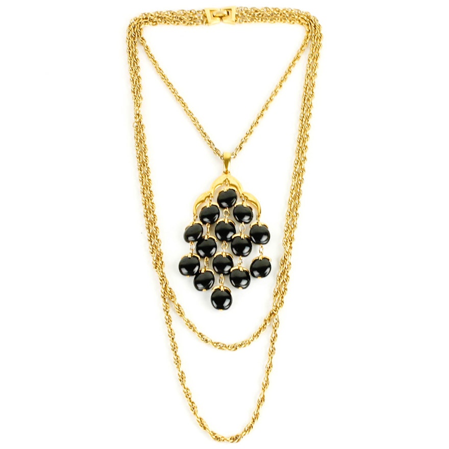 Trifari Gold and Black Costume Necklace