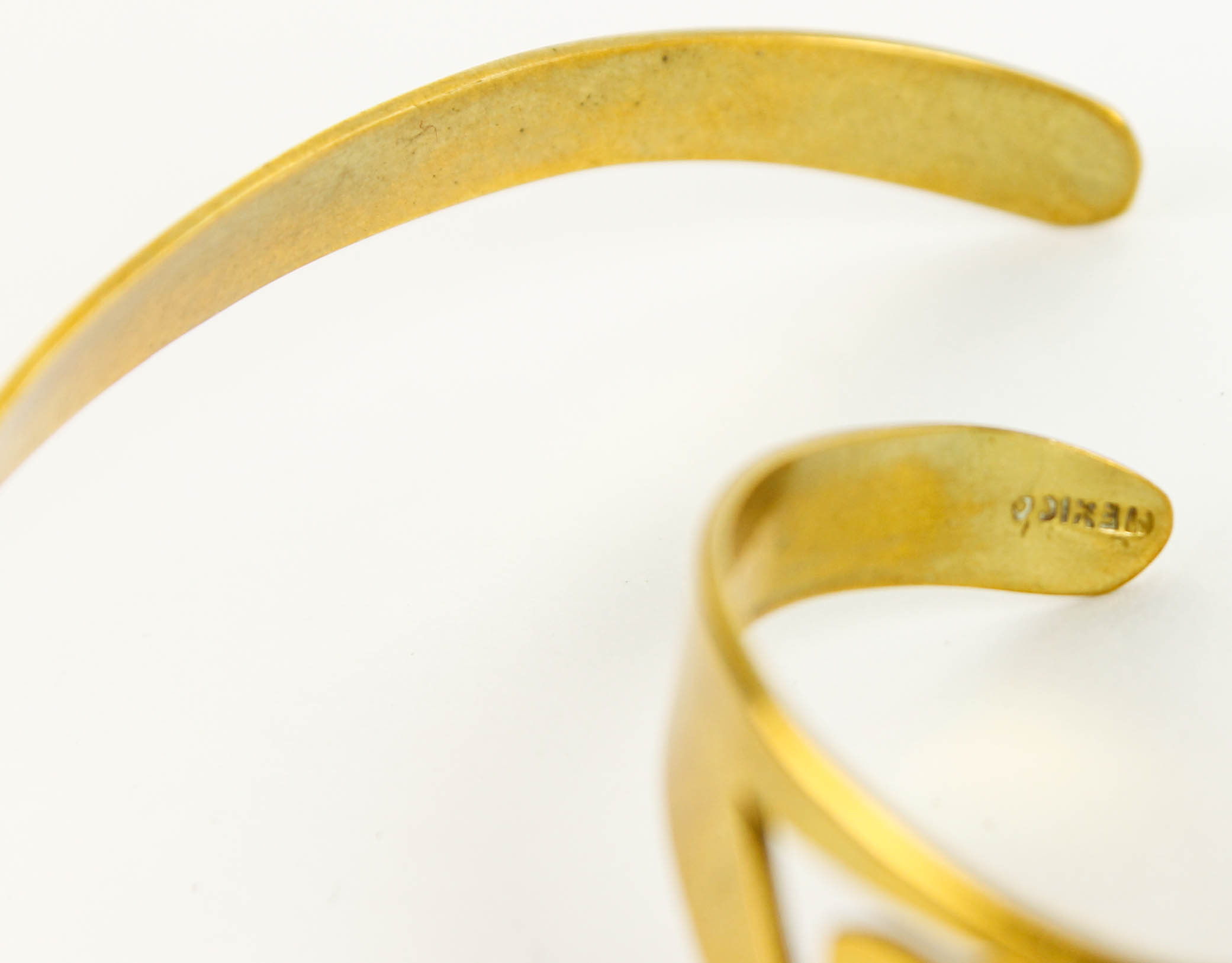 Brass Mexican Costume Collar Necklace and Cuff Bracelet